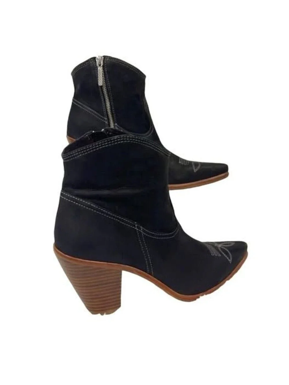 NWOB Donald J Pliner Black Suede Western Style Ankle Boots sz 9